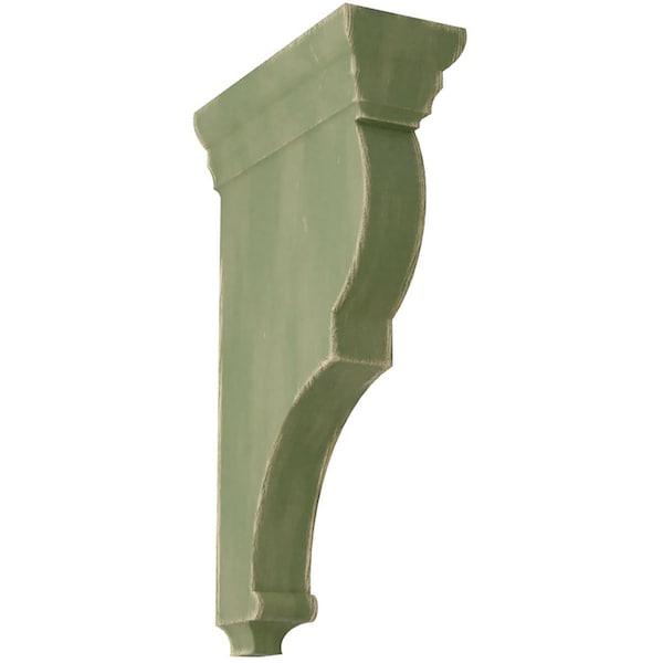 Ekena Millwork 3 1/2"W x 7 1/2"D x 14"H Extra Large Rojas Wood Vintage Decor Corbel, Restoration Green CORWD03X07X14RJGR - main